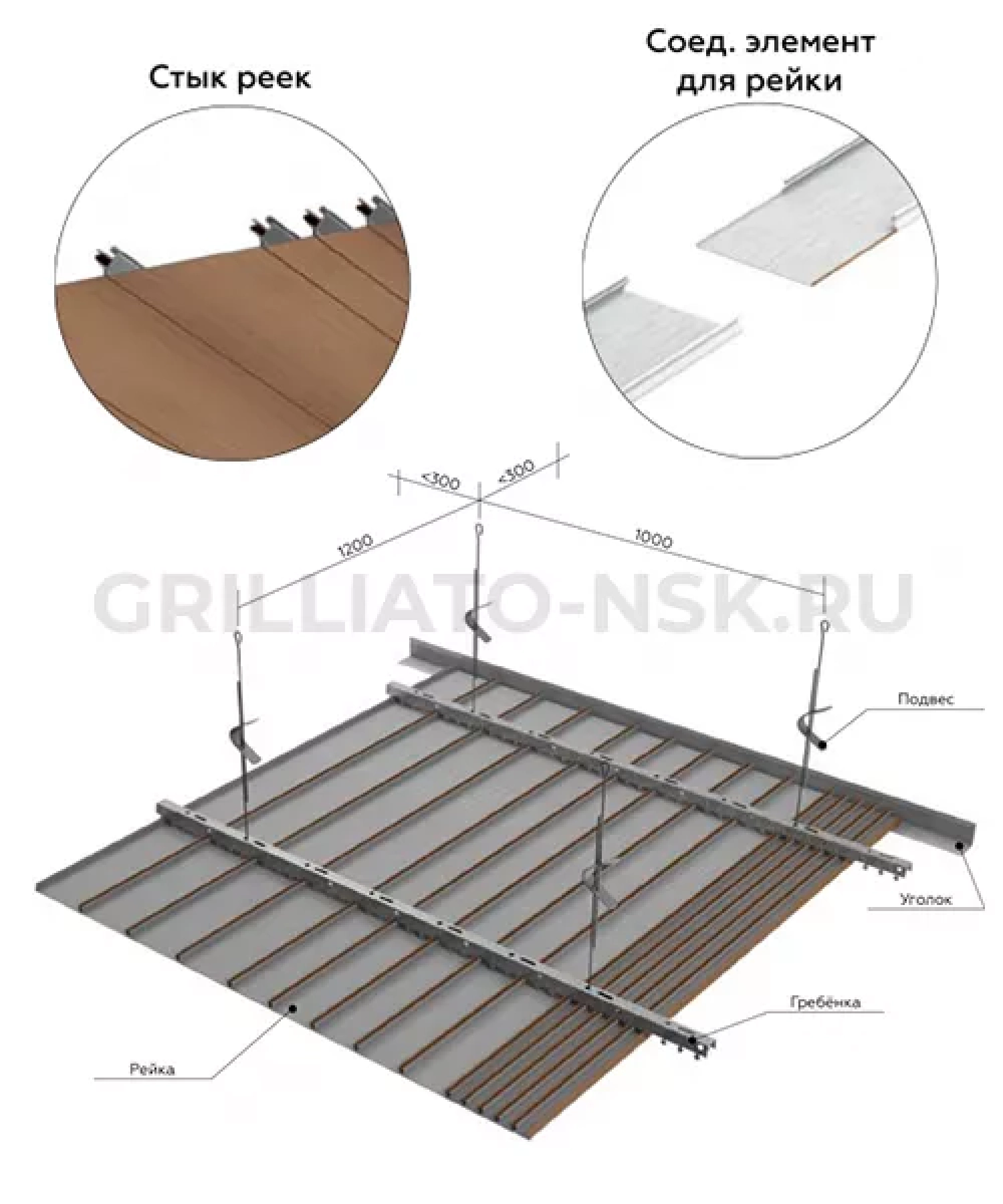 Потолок реечный s дизайн А25/АS чертеж