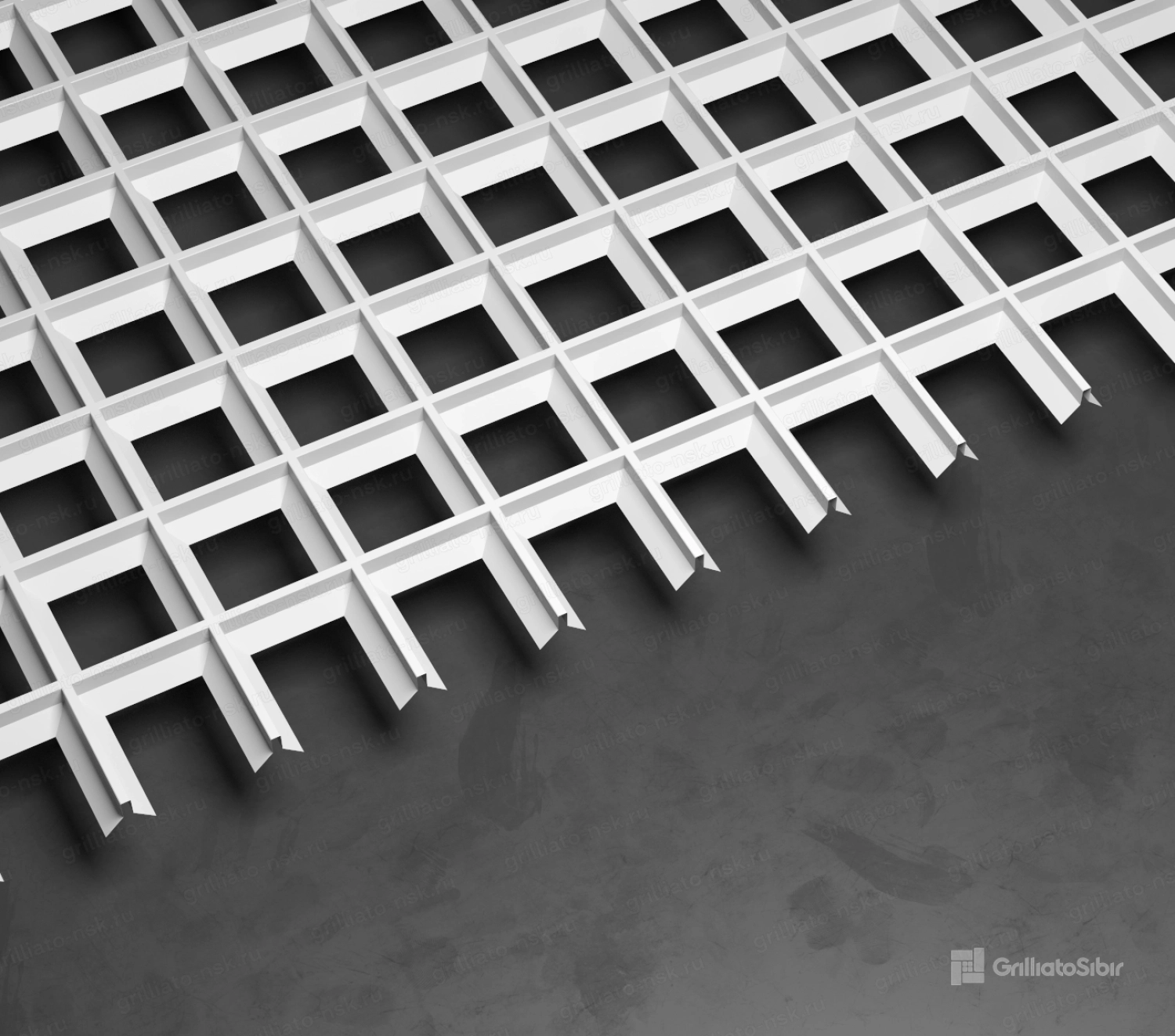 Потолок грильято пирамидальный 150x150