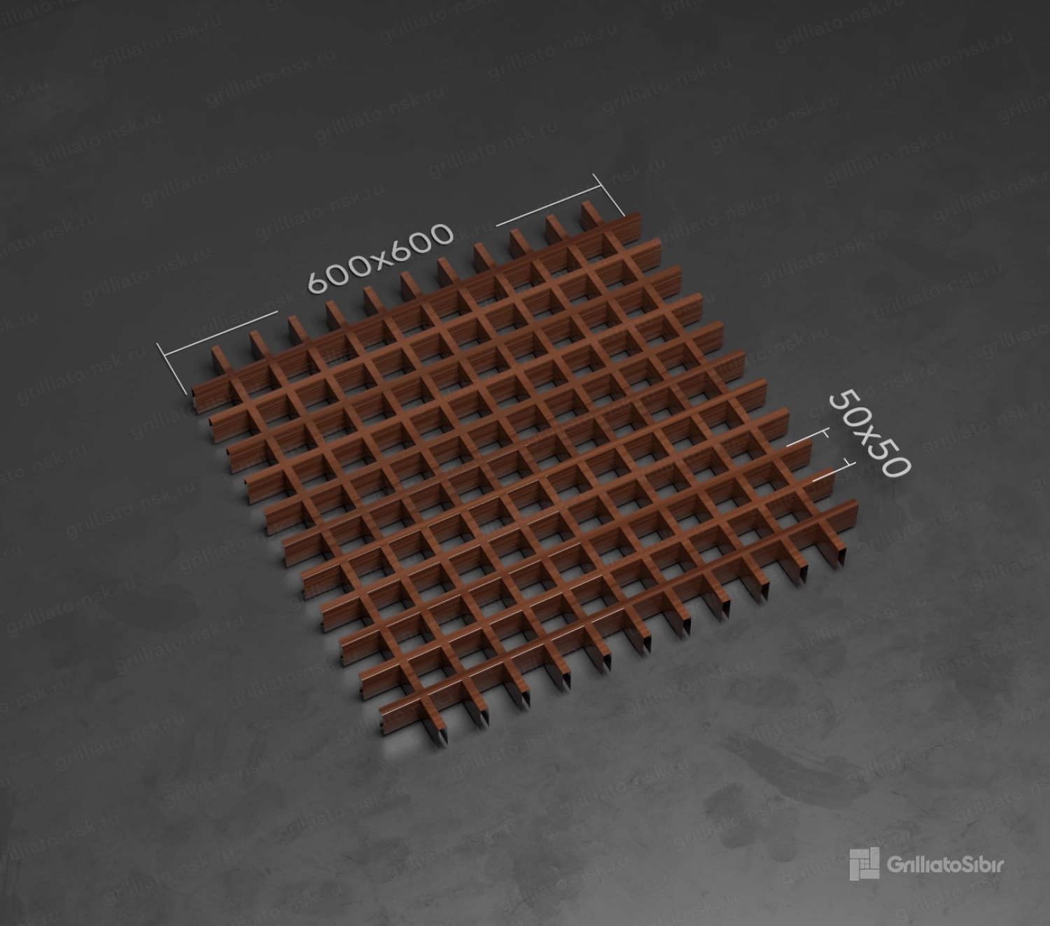 Грильято 50x50 с текстурой дерева миланский орех
