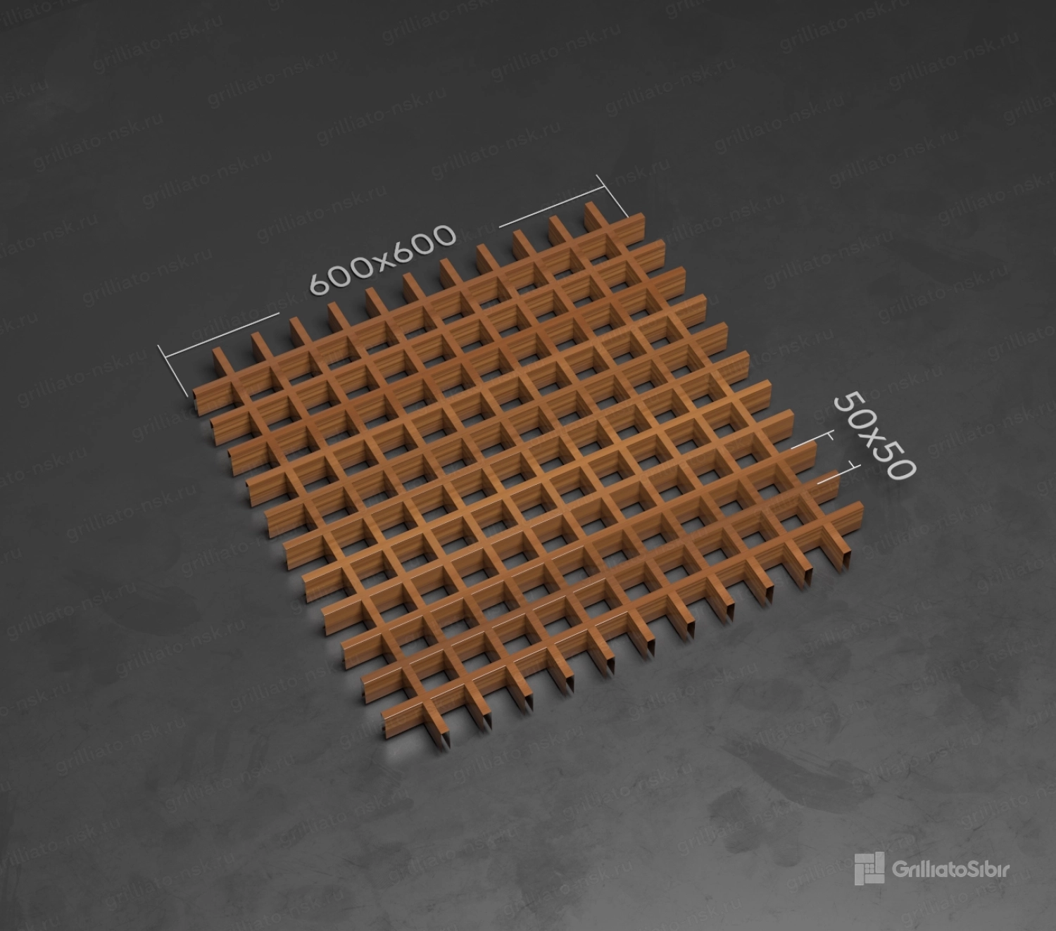 Грильято 50x50 с текстурой дерева дуб медовый