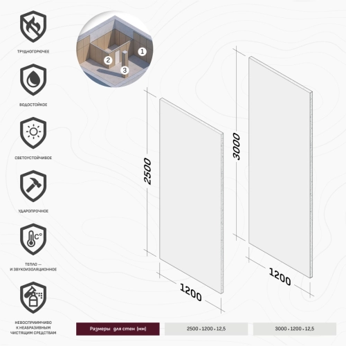 Панель ГКЛ с ПВХ покрытием Сиам грей RAL-7047 Размер